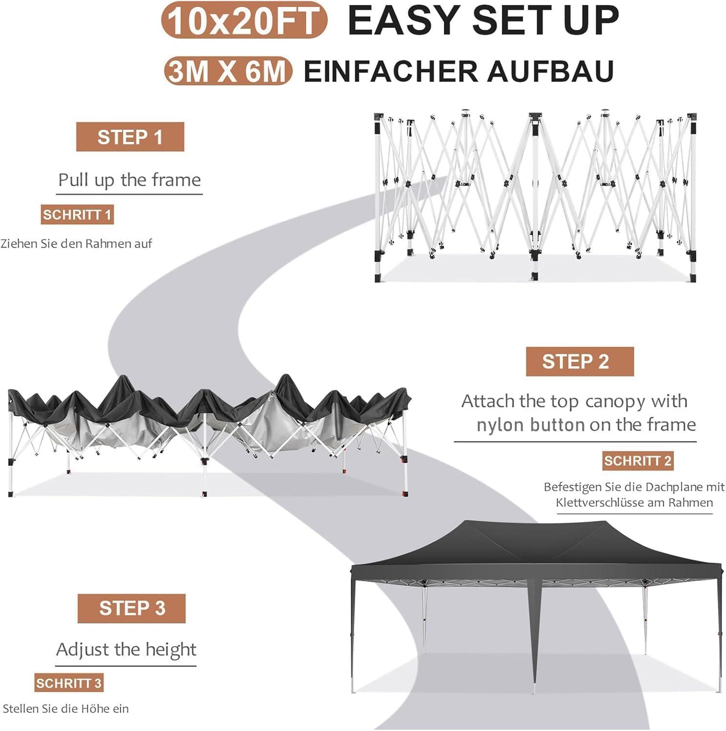 image:imageCOBIZI 10x10 Pop up Gazebo OnePush Setup Canopy Tent with Mosquito Netting amp Vented Roof Design Upgrade Metal Easy up Canopy Carpa Outdoor Gazebos for Backyard Camping Deck BeachWhite amp GrayBlack