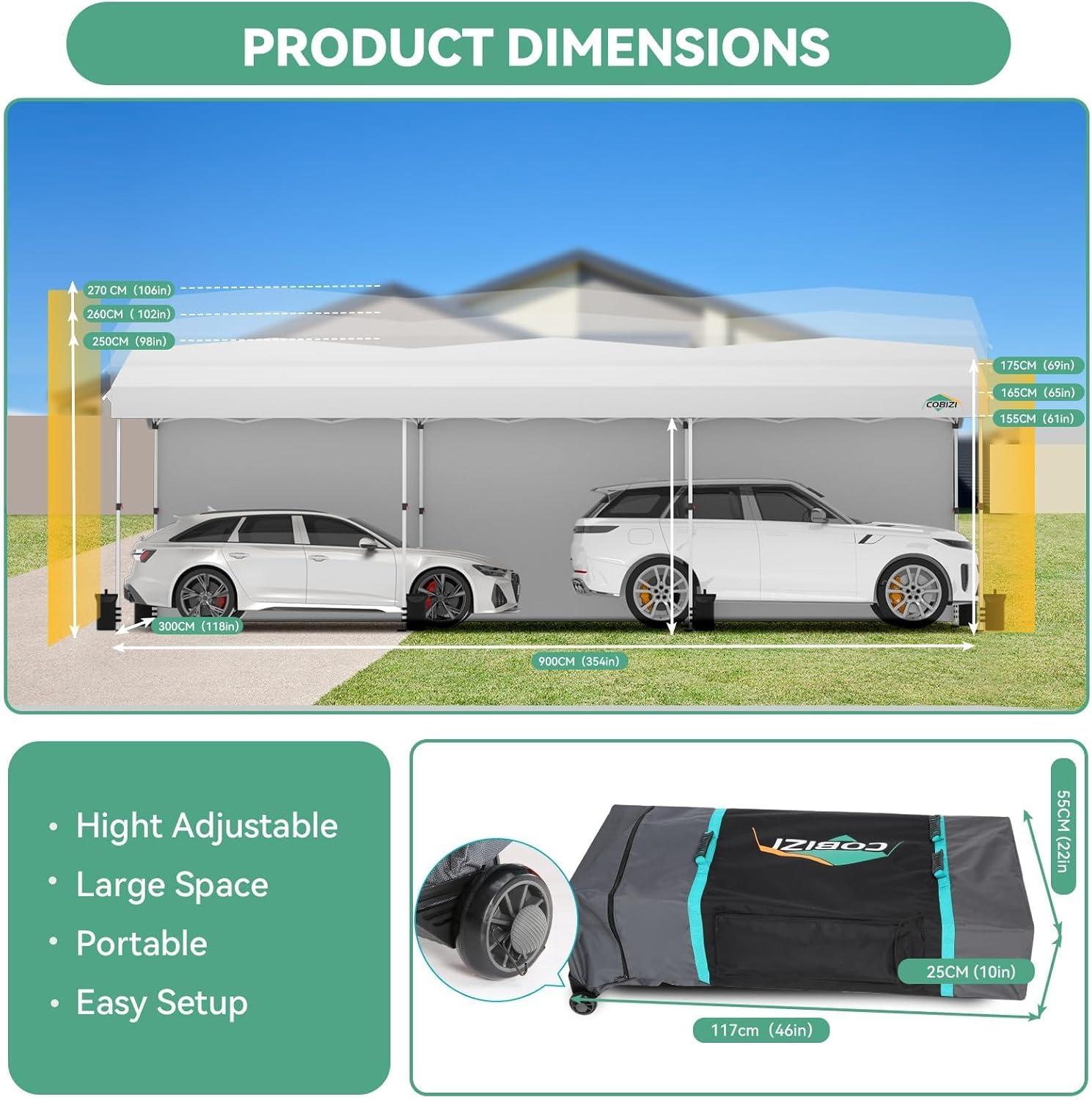 image:imageCOBIZI 10x10 Pop up Gazebo OnePush Setup Canopy Tent with Mosquito Netting amp Vented Roof Design Upgrade Metal Easy up Canopy Carpa Outdoor Gazebos for Backyard Camping Deck BeachWhite amp GrayWhite