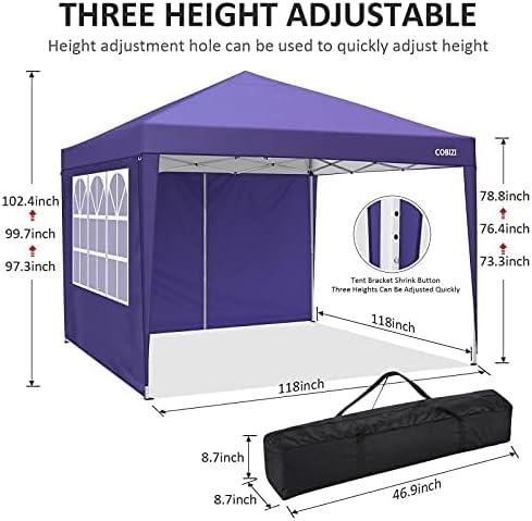 image:imageCOBIZI 10x10 Pop up Gazebo OnePush Setup Canopy Tent with Mosquito Netting amp Vented Roof Design Upgrade Metal Easy up Canopy Carpa Outdoor Gazebos for Backyard Camping Deck BeachWhite amp GrayBlue