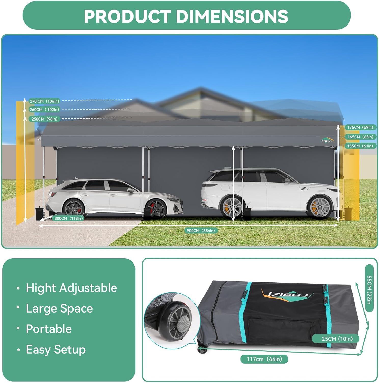 image:imageCOBIZI 10x10 Pop up Gazebo OnePush Setup Canopy Tent with Mosquito Netting amp Vented Roof Design Upgrade Metal Easy up Canopy Carpa Outdoor Gazebos for Backyard Camping Deck BeachWhite amp GrayGray