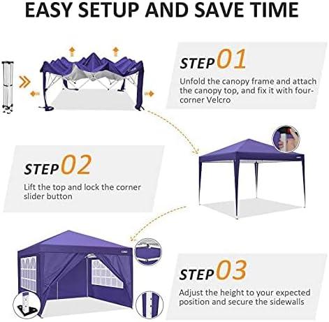 image:imageCOBIZI 10x10 Pop up Gazebo OnePush Setup Canopy Tent with Mosquito Netting amp Vented Roof Design Upgrade Metal Easy up Canopy Carpa Outdoor Gazebos for Backyard Camping Deck BeachWhite amp GrayBlue
