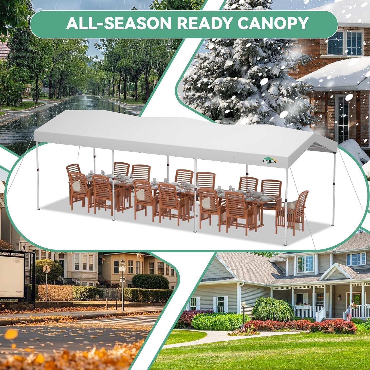 image:imageCOBIZI 10x10 Pop up Gazebo OnePush Setup Canopy Tent with Mosquito Netting amp Vented Roof Design Upgrade Metal Easy up Canopy Carpa Outdoor Gazebos for Backyard Camping Deck BeachWhite amp GrayWhite