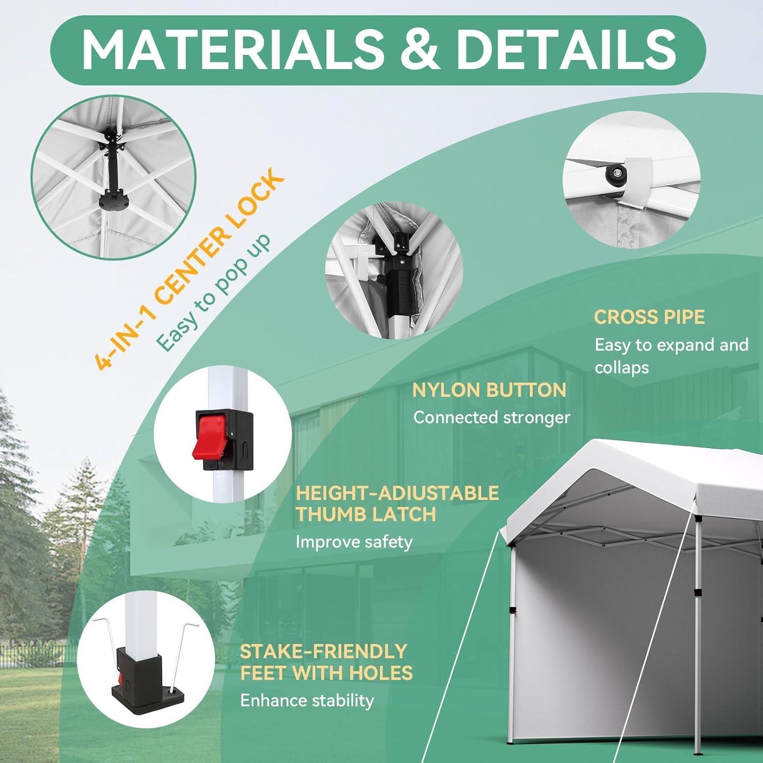 image:imageCOBIZI 10x10 Pop up Gazebo OnePush Setup Canopy Tent with Mosquito Netting amp Vented Roof Design Upgrade Metal Easy up Canopy Carpa Outdoor Gazebos for Backyard Camping Deck BeachWhite amp GrayWhite