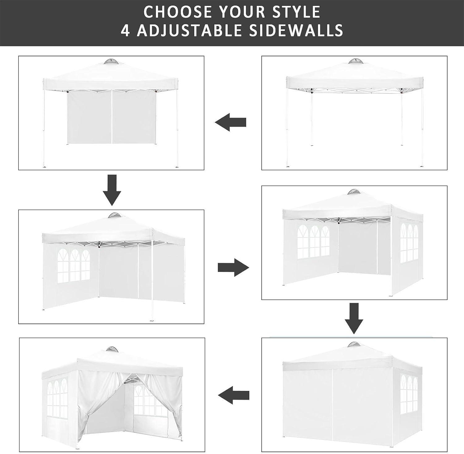 image:imageCOBIZI 10x10 Pop up Gazebo OnePush Setup Canopy Tent with Mosquito Netting amp Vented Roof Design Upgrade Metal Easy up Canopy Carpa Outdoor Gazebos for Backyard Camping Deck BeachWhite amp GrayYellow
