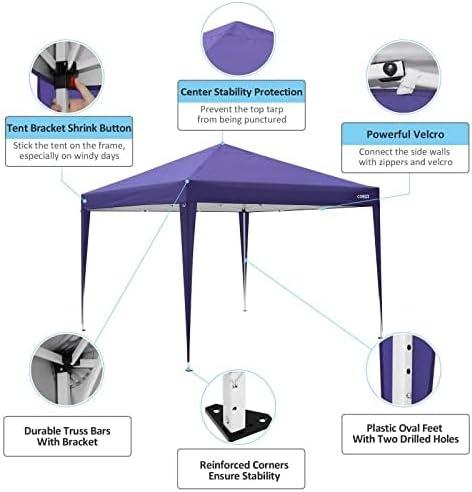 image:imageCOBIZI 10x10 Pop up Gazebo OnePush Setup Canopy Tent with Mosquito Netting amp Vented Roof Design Upgrade Metal Easy up Canopy Carpa Outdoor Gazebos for Backyard Camping Deck BeachWhite amp GrayBlue
