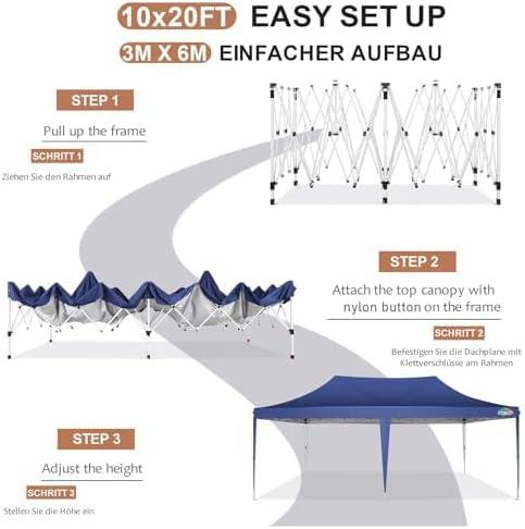 image:imageCOBIZI 10x10 Pop up Gazebo OnePush Setup Canopy Tent with Mosquito Netting amp Vented Roof Design Upgrade Metal Easy up Canopy Carpa Outdoor Gazebos for Backyard Camping Deck BeachWhite amp GrayDark Blue