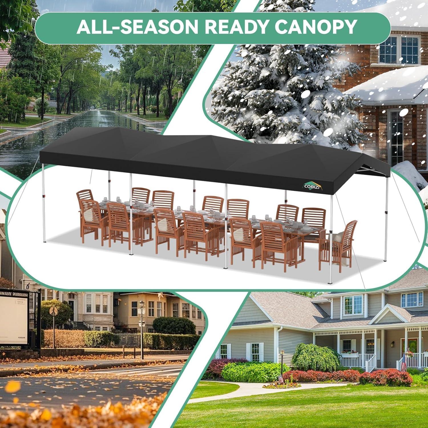 image:imageCOBIZI 10x10 Pop up Gazebo OnePush Setup Canopy Tent with Mosquito Netting amp Vented Roof Design Upgrade Metal Easy up Canopy Carpa Outdoor Gazebos for Backyard Camping Deck BeachWhite amp GrayBlack