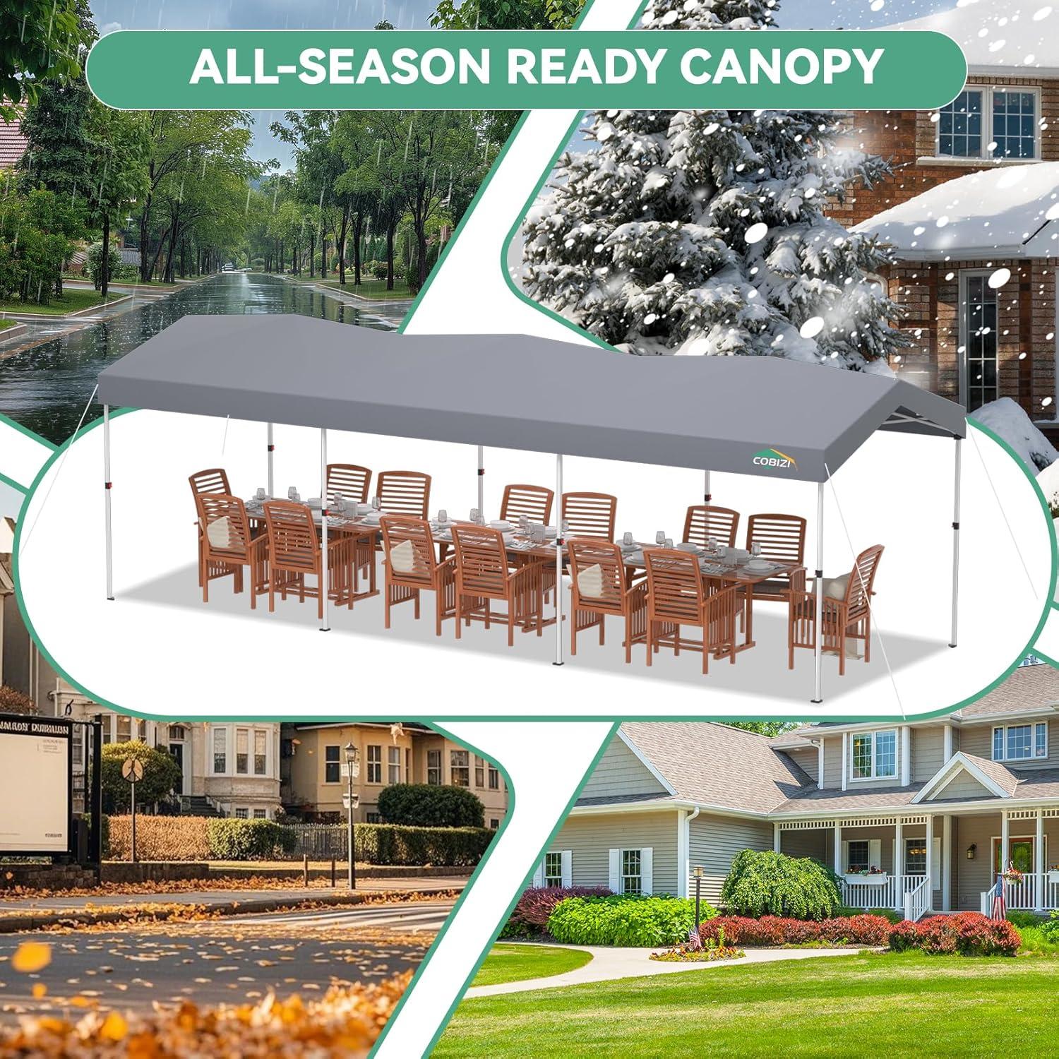 image:imageCOBIZI 10x10 Pop up Gazebo OnePush Setup Canopy Tent with Mosquito Netting amp Vented Roof Design Upgrade Metal Easy up Canopy Carpa Outdoor Gazebos for Backyard Camping Deck BeachWhite amp GrayGray