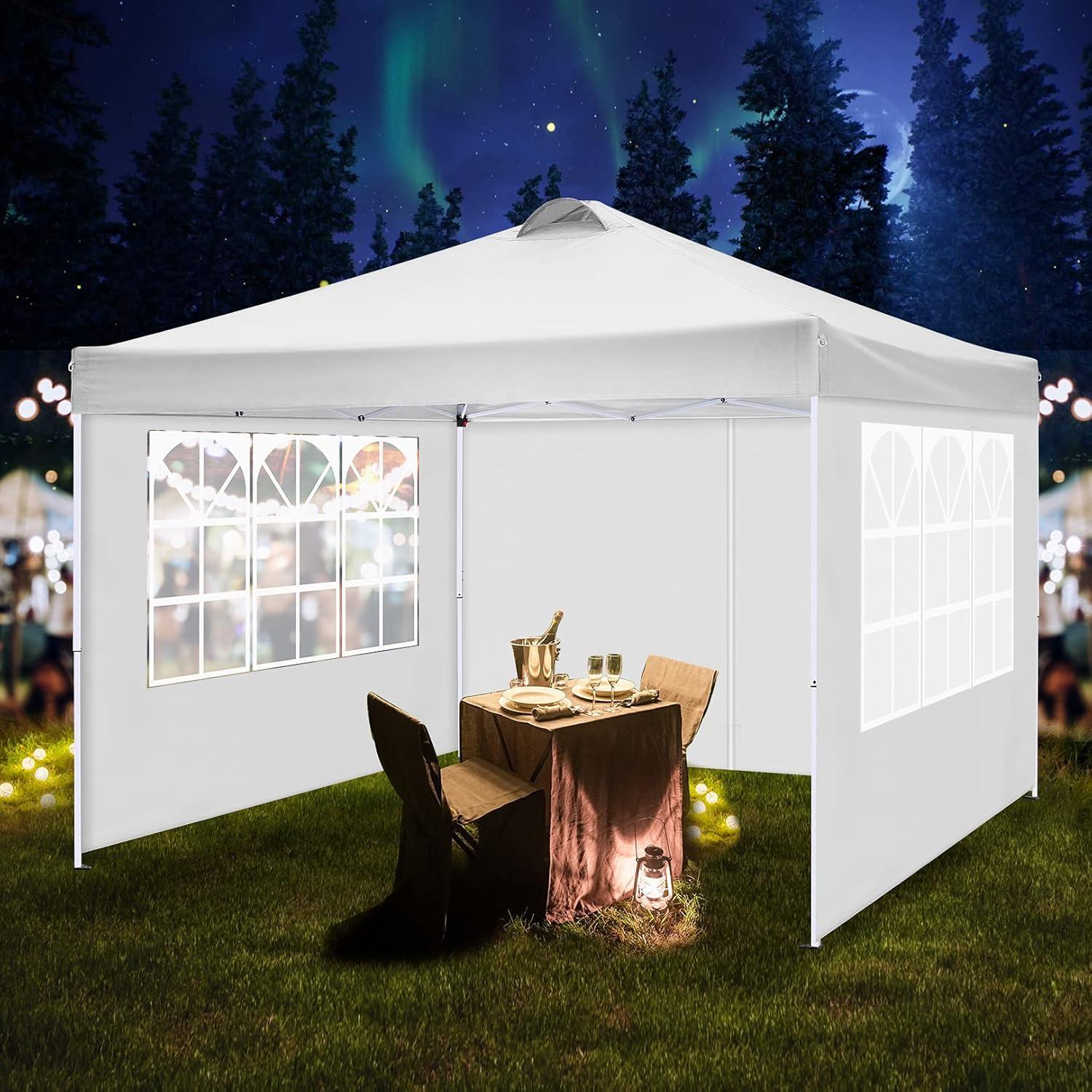 image:imageCOBIZI 10x10 Pop up Gazebo OnePush Setup Canopy Tent with Mosquito Netting amp Vented Roof Design Upgrade Metal Easy up Canopy Carpa Outdoor Gazebos for Backyard Camping Deck BeachWhite amp GrayYellow