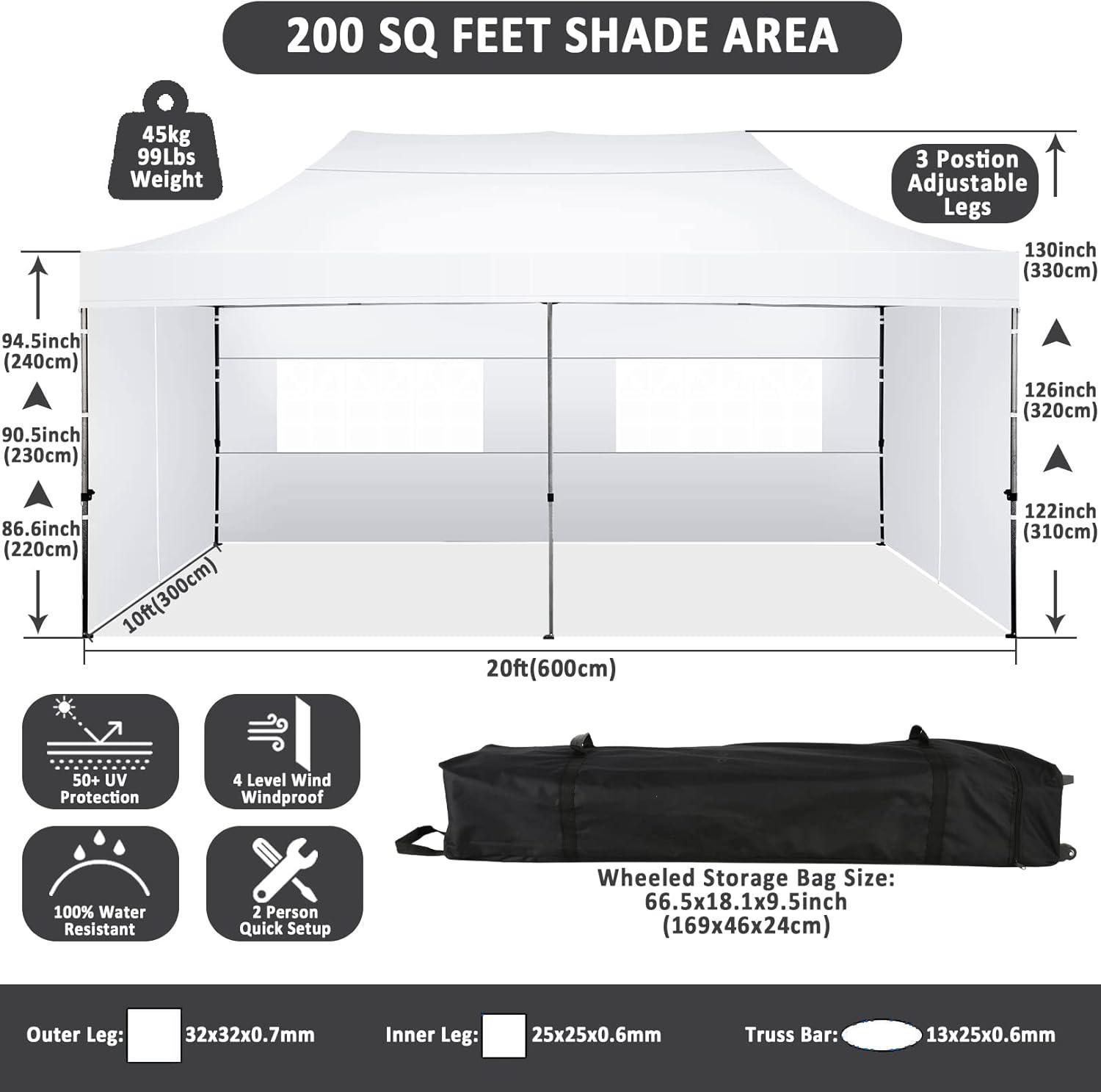 image:imageCOBIZI 10x15 Pop Up Canopy with 4 SidewallHeavy Duty Canopy UPF 50 All Season Wind Waterproof Commercial Outdoor Wedding Party Tents for Parties Gazebo with Carry Bag10 x 15 ft GraySnow White