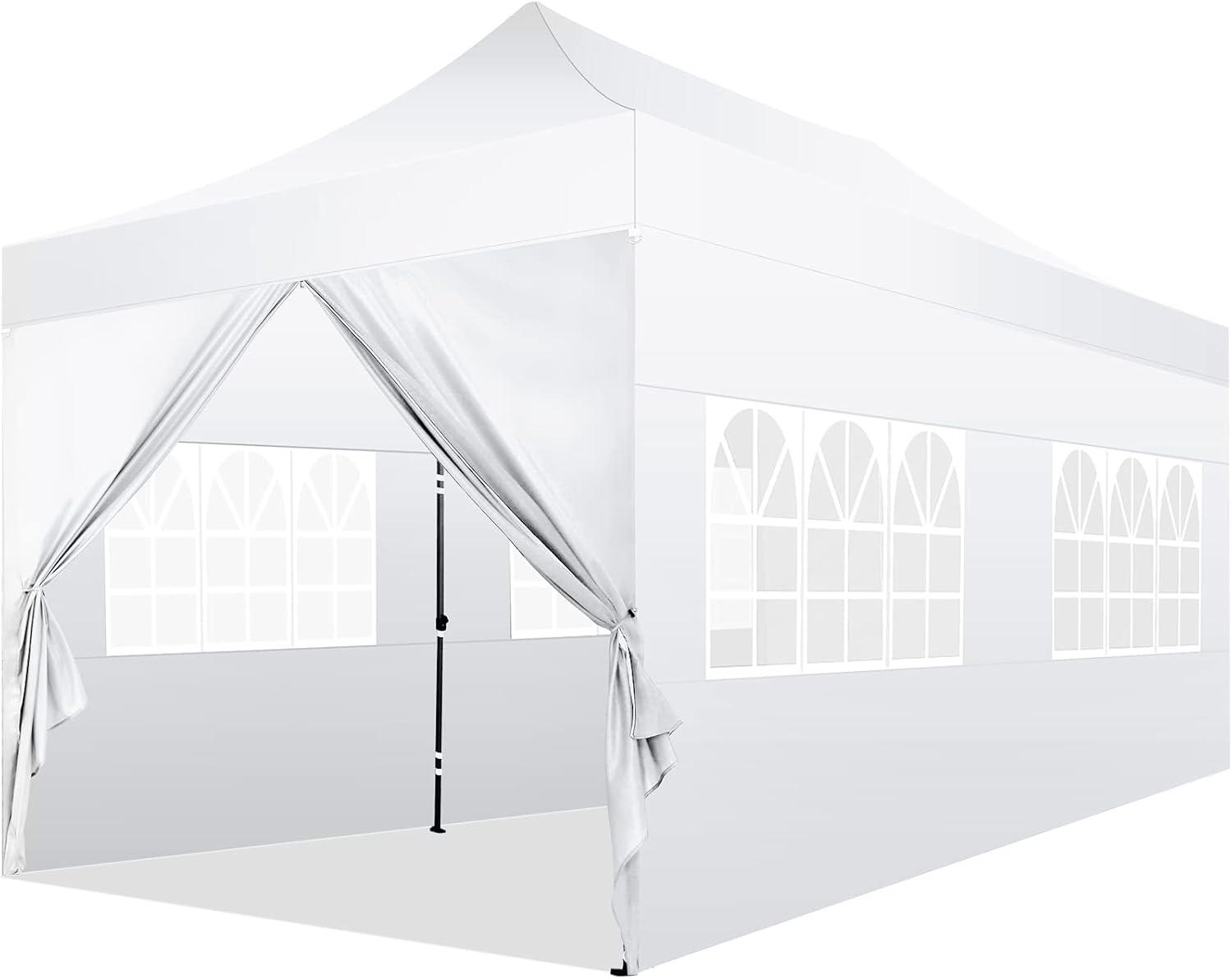 image:imageCOBIZI 10x15 Pop Up Canopy with 4 SidewallHeavy Duty Canopy UPF 50 All Season Wind Waterproof Commercial Outdoor Wedding Party Tents for Parties Gazebo with Carry Bag10 x 15 ft GraySnow White