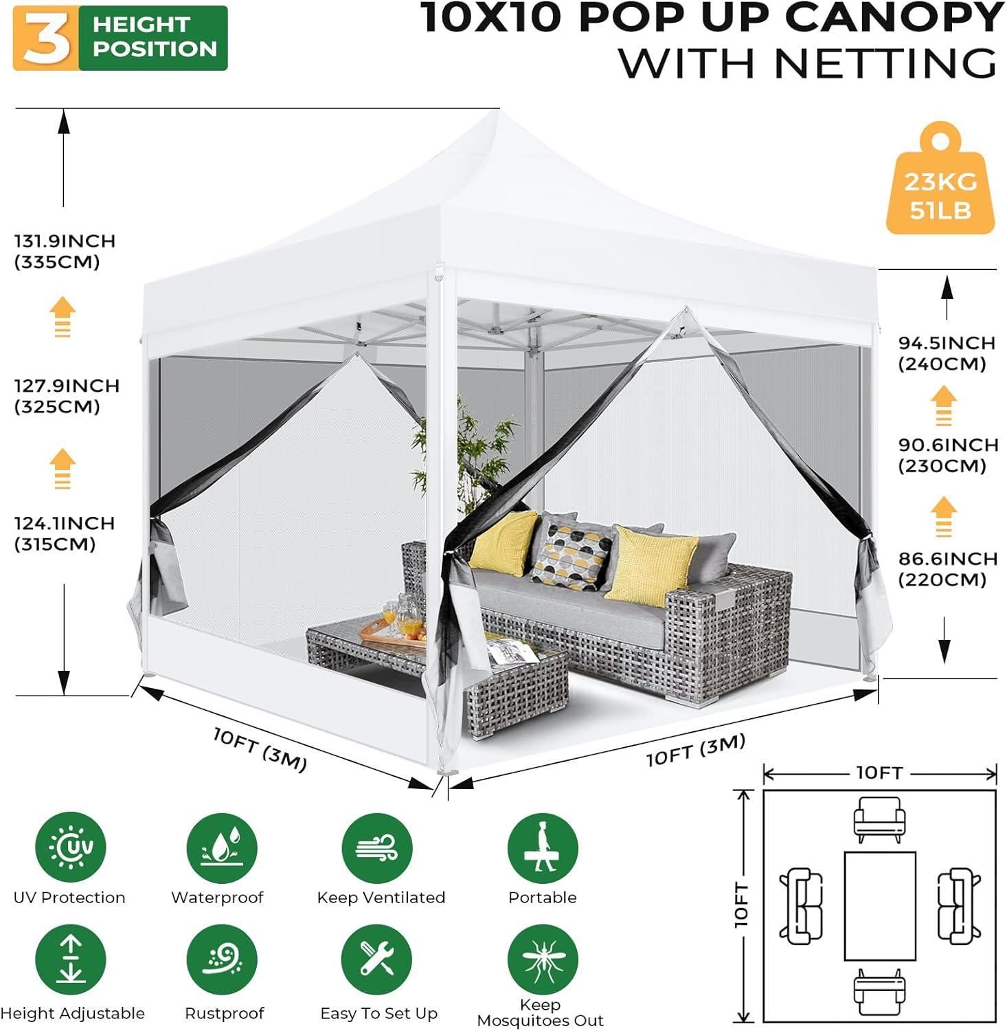 image:imageCOBIZI 10x20 Heavy Duty Pop Up Canopy Tent with 6 Sidewalls Easy Set Up Outdoor Waterproof Screen Commercial Party Tent with Mosquito Netting for Parties Backyard Patio Roller Bag GrayWhite