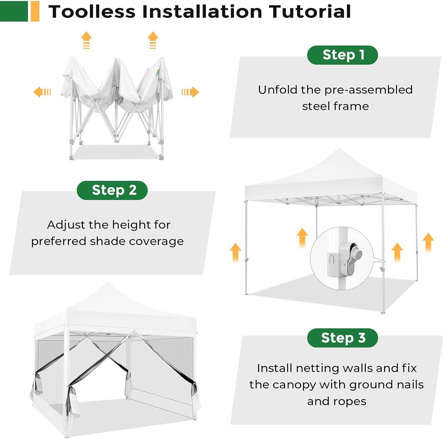 image:imageCOBIZI 10x20 Heavy Duty Pop Up Canopy Tent with 6 Sidewalls Easy Set Up Outdoor Waterproof Screen Commercial Party Tent with Mosquito Netting for Parties Backyard Patio Roller Bag GrayWhite