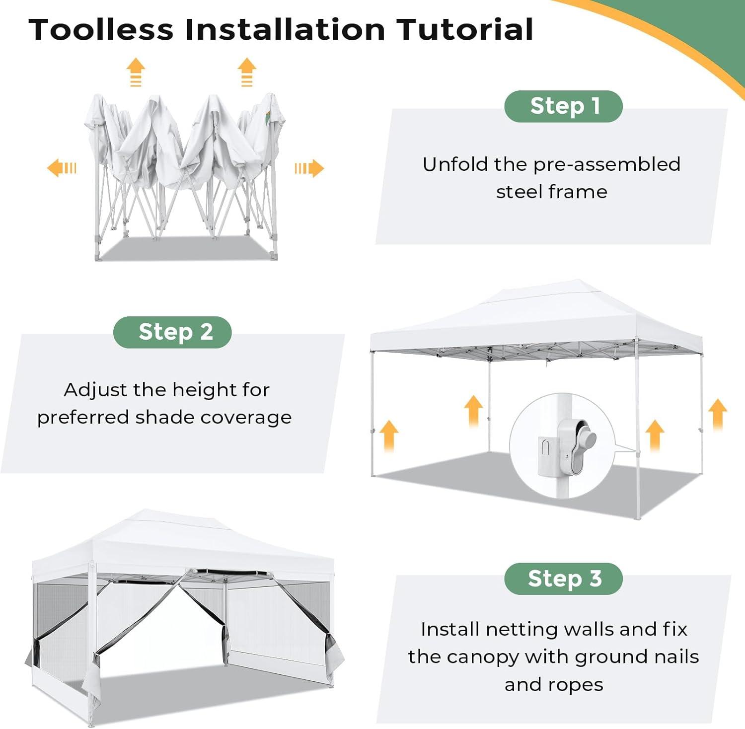 image:imageCOBIZI 10x20 Heavy Duty Pop Up Canopy Tent with 6 Sidewalls Easy Set Up Outdoor Waterproof Screen Commercial Party Tent with Mosquito Netting for Parties Backyard Patio Roller Bag GrayWhite