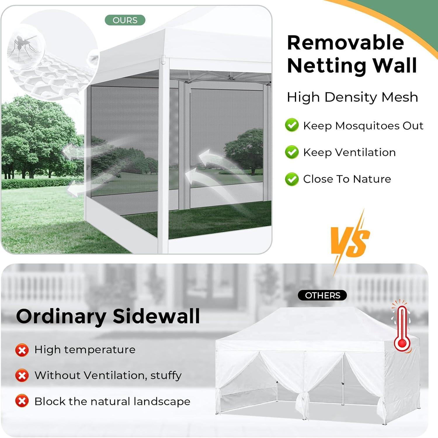 image:imageCOBIZI 10x20 Heavy Duty Pop Up Canopy Tent with 6 Sidewalls Easy Set Up Outdoor Waterproof Screen Commercial Party Tent with Mosquito Netting for Parties Backyard Patio Roller Bag GrayWhite