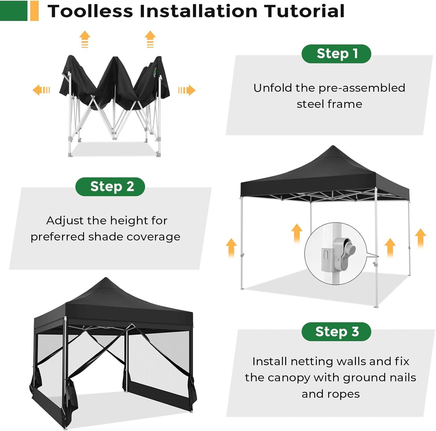 image:imageCOBIZI 10x20 Heavy Duty Pop Up Canopy Tent with 6 Sidewalls Easy Set Up Outdoor Waterproof Screen Commercial Party Tent with Mosquito Netting for Parties Backyard Patio Roller Bag GrayBlack