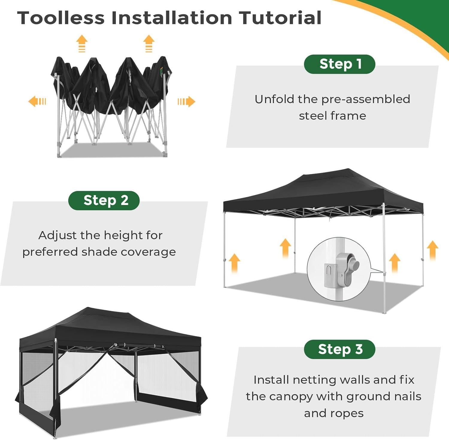 image:imageCOBIZI 10x20 Heavy Duty Pop Up Canopy Tent with 6 Sidewalls Easy Set Up Outdoor Waterproof Screen Commercial Party Tent with Mosquito Netting for Parties Backyard Patio Roller Bag GrayBlack