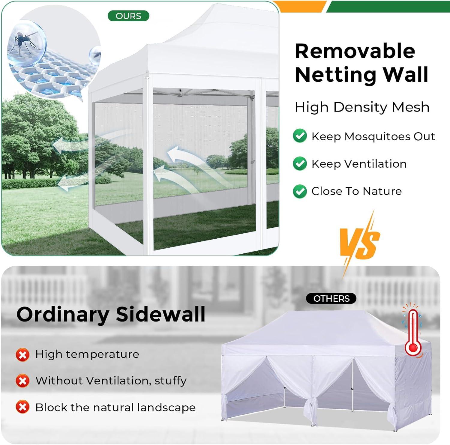 image:imageCOBIZI 10x20 Heavy Duty Pop Up Canopy Tent with 6 Sidewalls Easy Set Up Outdoor Waterproof Screen Commercial Party Tent with Mosquito Netting for Parties Backyard Patio Roller Bag GrayWhite