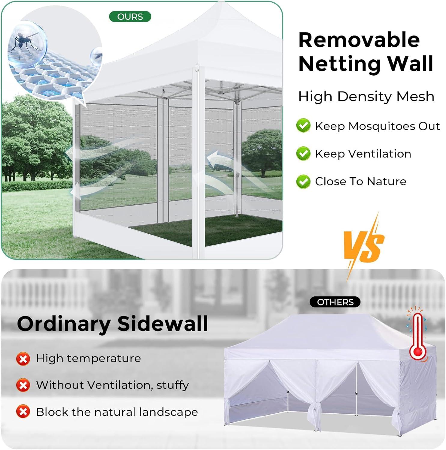 image:imageCOBIZI 10x20 Heavy Duty Pop Up Canopy Tent with 6 Sidewalls Easy Set Up Outdoor Waterproof Screen Commercial Party Tent with Mosquito Netting for Parties Backyard Patio Roller Bag GrayWhite