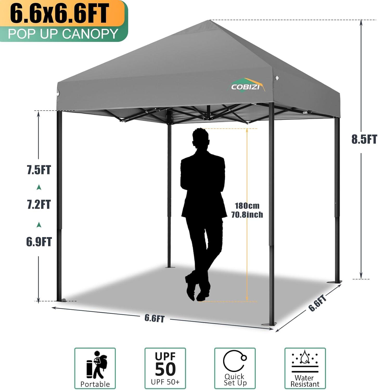 image:imageCOBIZI 10x20 Heavy Duty Pop up Canopy Tent with 6 sidewalls Easy Up Commercial Outdoor Canopy Wedding Party Tents for Parties All Season Wind amp Waterproof Gazebo with Roller BagGreyFrame ThickenedGray