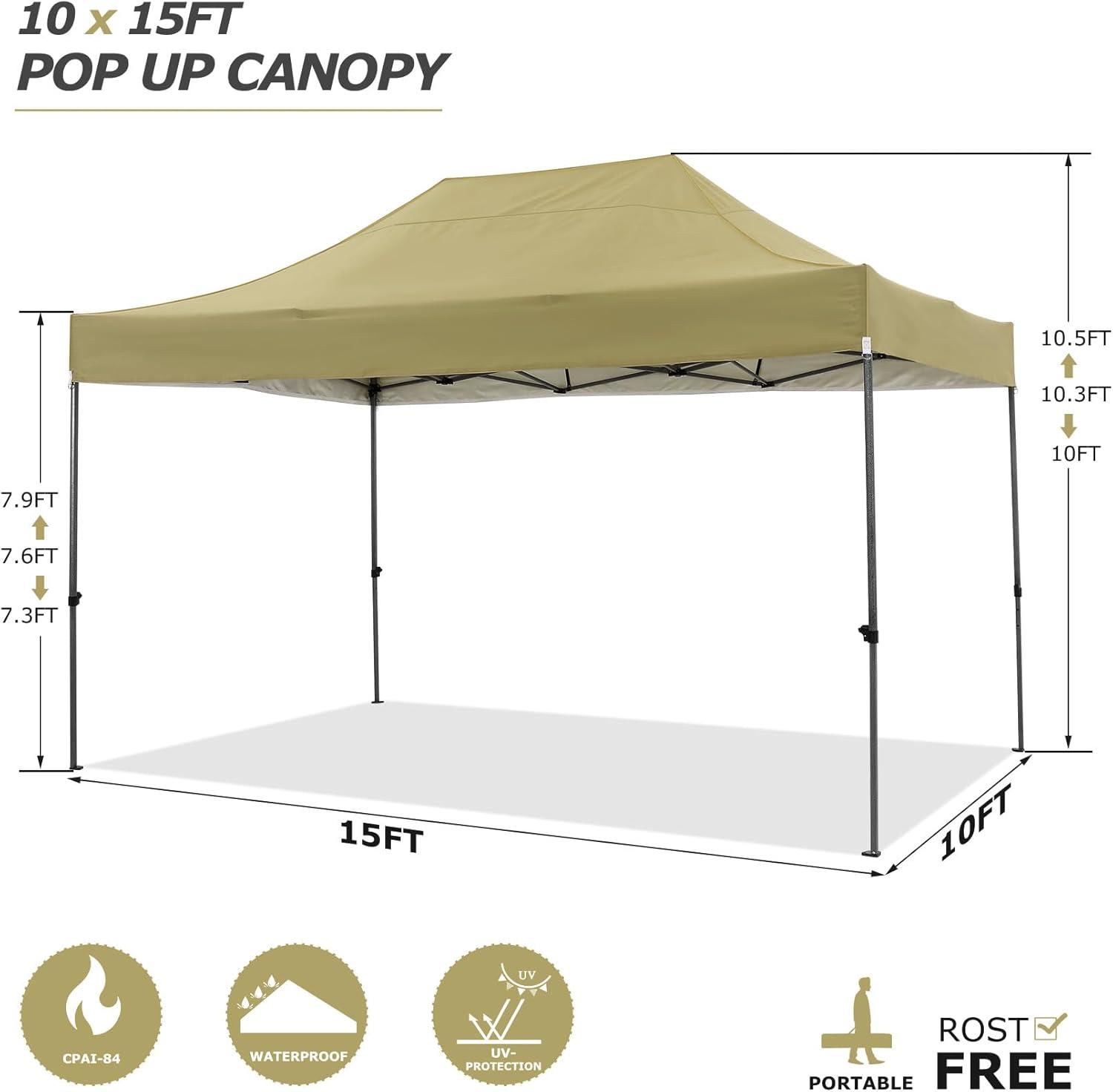 image:imageCOBIZI 10x20 Heavy Duty Pop up Canopy Tent with 6 sidewalls Easy Up Commercial Outdoor Canopy Wedding Party Tents for Parties All Season Wind amp Waterproof Gazebo with Roller BagGreyFrame ThickenedKhaki