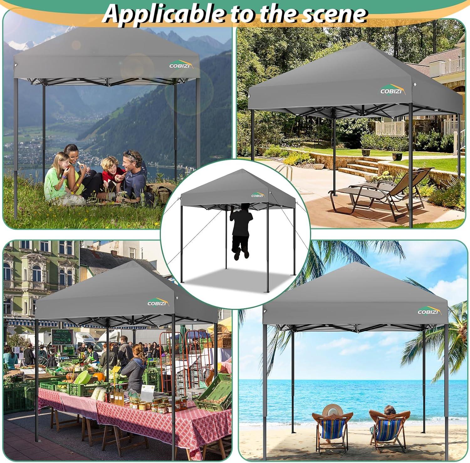 image:imageCOBIZI 10x20 Heavy Duty Pop up Canopy Tent with 6 sidewalls Easy Up Commercial Outdoor Canopy Wedding Party Tents for Parties All Season Wind amp Waterproof Gazebo with Roller BagGreyFrame ThickenedGray