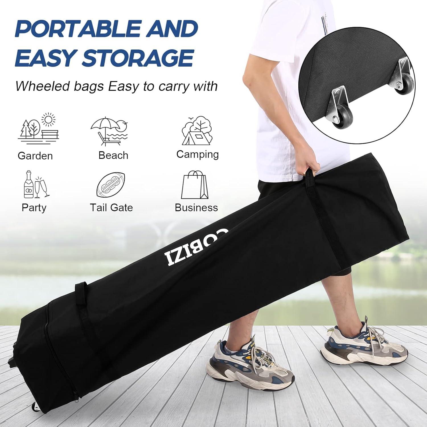 image:imageCOBIZI 10x20 Heavy Duty Pop up Canopy Tent with 6 sidewalls Easy Up Commercial Outdoor Canopy Wedding Party Tents for Parties All Season Wind amp Waterproof Gazebo with Roller BagGreyFrame ThickenedSky Blue
