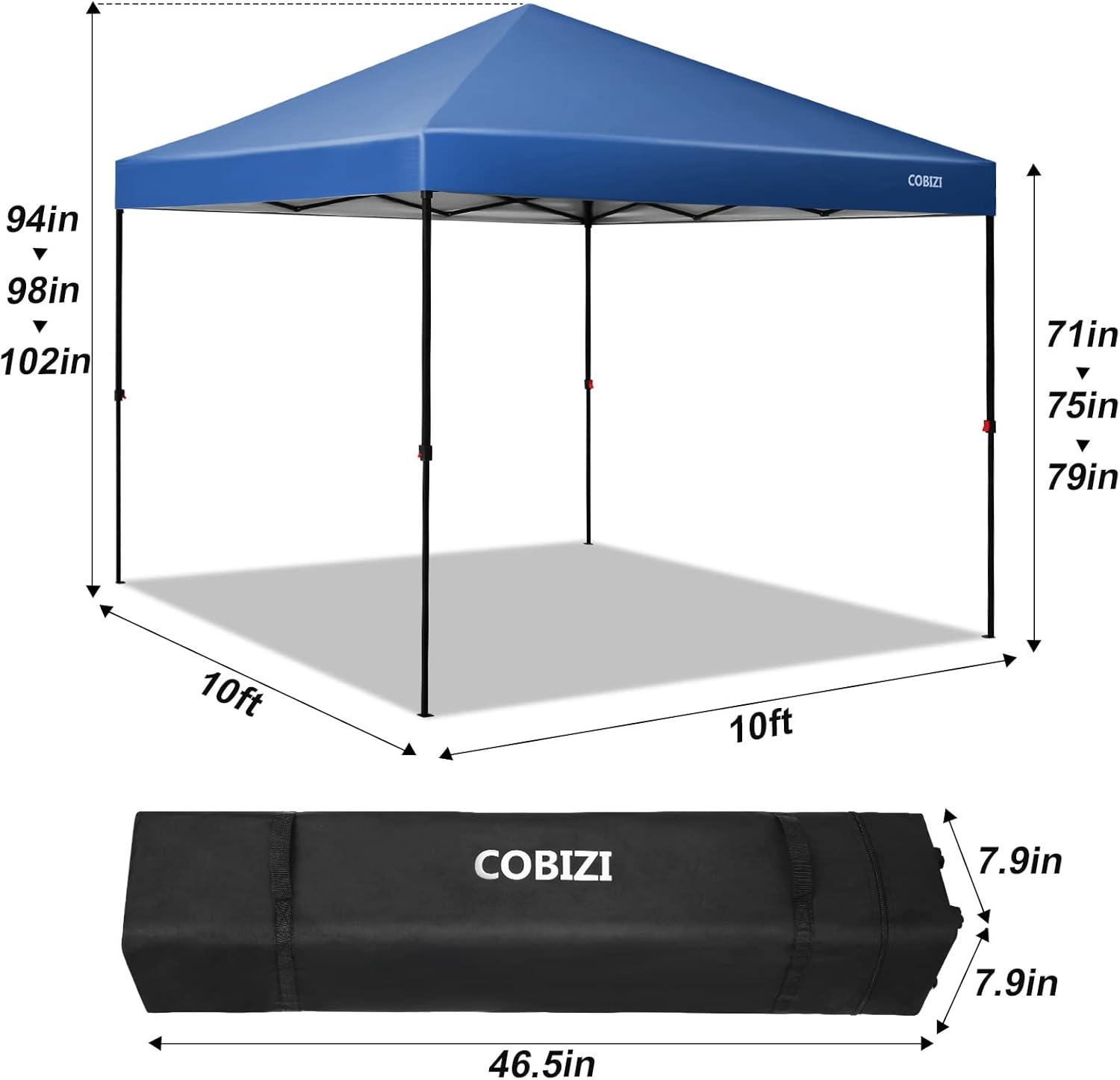 image:imageCOBIZI 10x20 Heavy Duty Pop up Canopy Tent with 6 sidewalls Easy Up Commercial Outdoor Canopy Wedding Party Tents for Parties All Season Wind amp Waterproof Gazebo with Roller BagGreyFrame ThickenedSky Blue