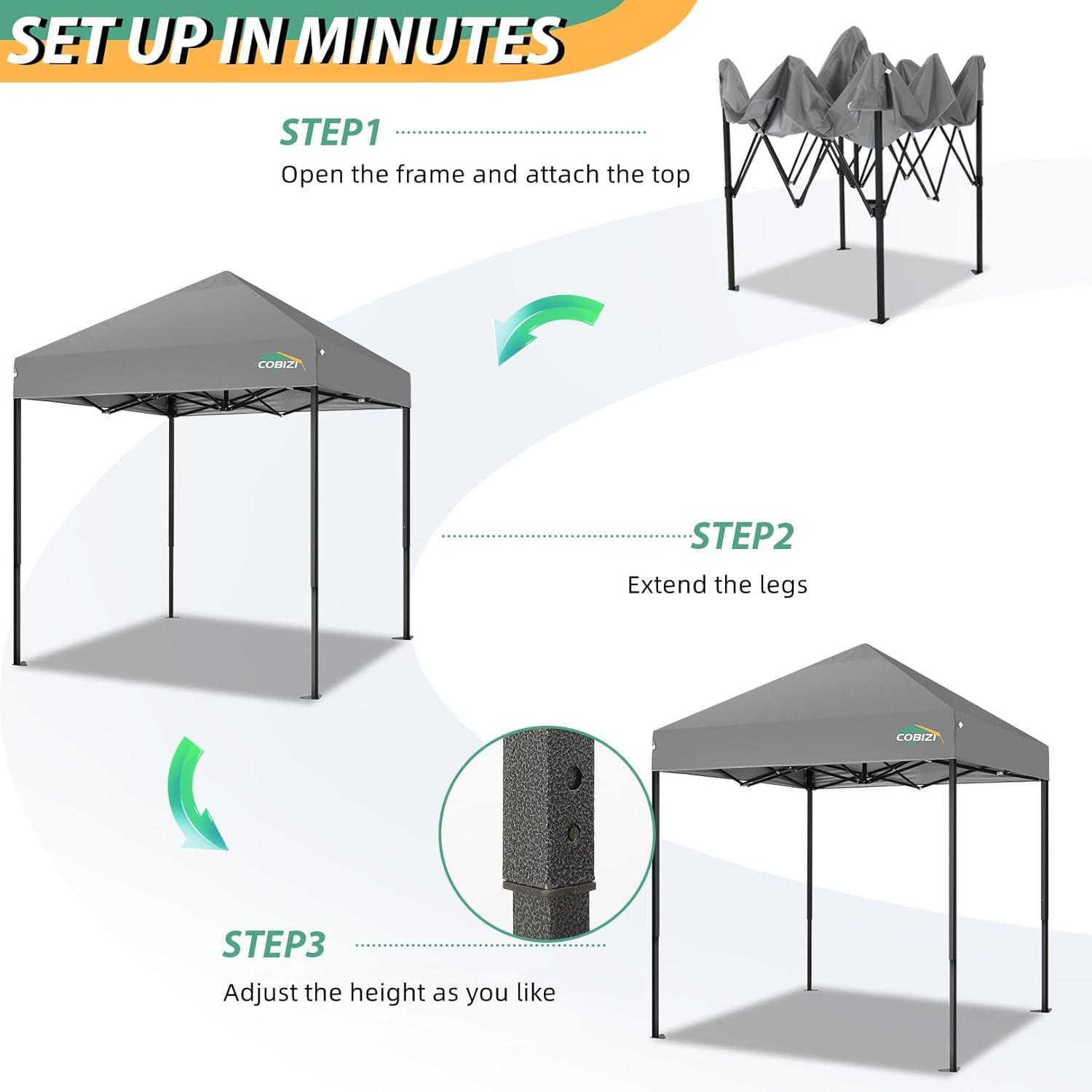 image:imageCOBIZI 10x20 Heavy Duty Pop up Canopy Tent with 6 sidewalls Easy Up Commercial Outdoor Canopy Wedding Party Tents for Parties All Season Wind amp Waterproof Gazebo with Roller BagGreyFrame ThickenedGray