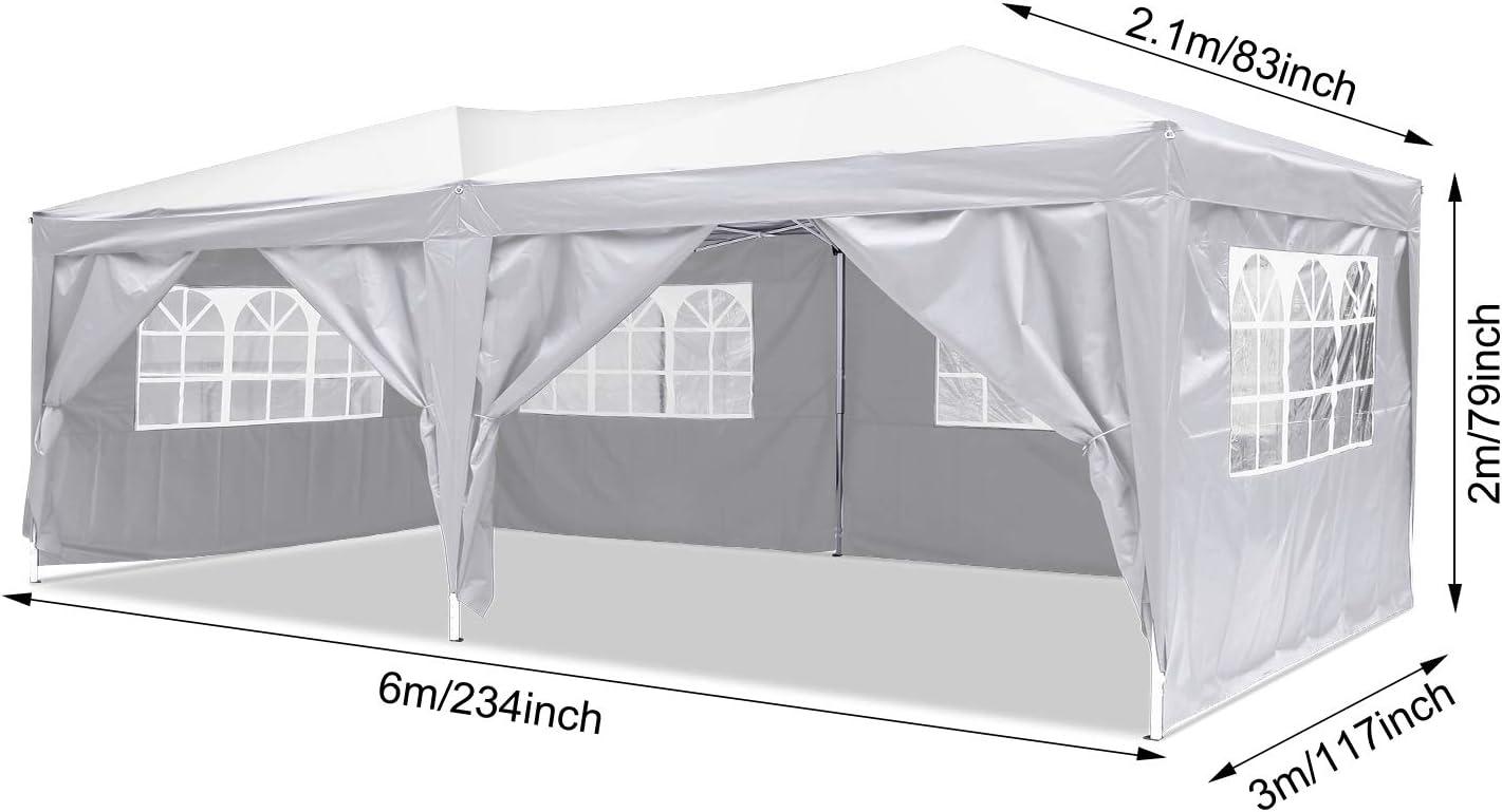 image:imageCOBIZI 10x20 Heavy Duty Pop up Canopy Tent with 6 sidewalls Easy Up Commercial Outdoor Canopy Wedding Party Tents for Parties All Season Wind amp Waterproof Gazebo with Roller BagGreyFrame ThickenedCream