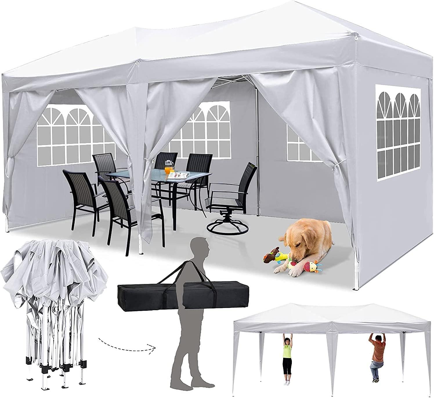 image:imageCOBIZI 10x20 Heavy Duty Pop up Canopy Tent with 6 sidewalls Easy Up Commercial Outdoor Canopy Wedding Party Tents for Parties All Season Wind amp Waterproof Gazebo with Roller BagGreyFrame ThickenedCream