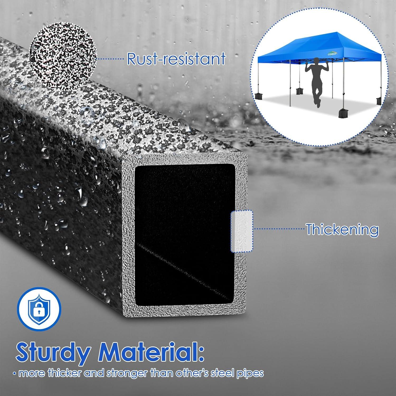 image:imageCOBIZI 10x20 Heavy Duty Pop up Canopy Tent with 6 sidewalls Easy Up Commercial Outdoor Wedding Party Tents for Parties All Season Wind amp Waterproof Gazebo Roller Bag BlueFrame Thickened