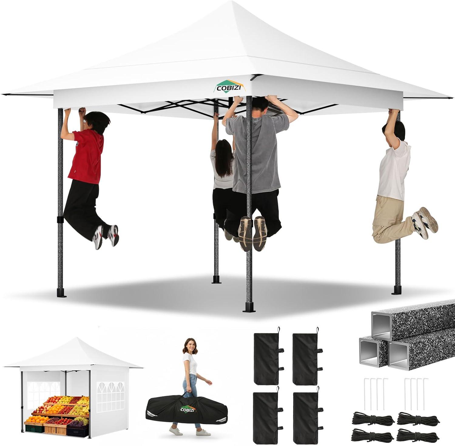 image:imageCOBIZI 10x20 Pop Up Canopy Heavy Duty with 6 Removable Sidewalls Commercial Heavy Duty Pop Up Tent for Parties All Weather Waterproof and UV 50 Wedding Tent with Roller BagFrame UpgradedWhite