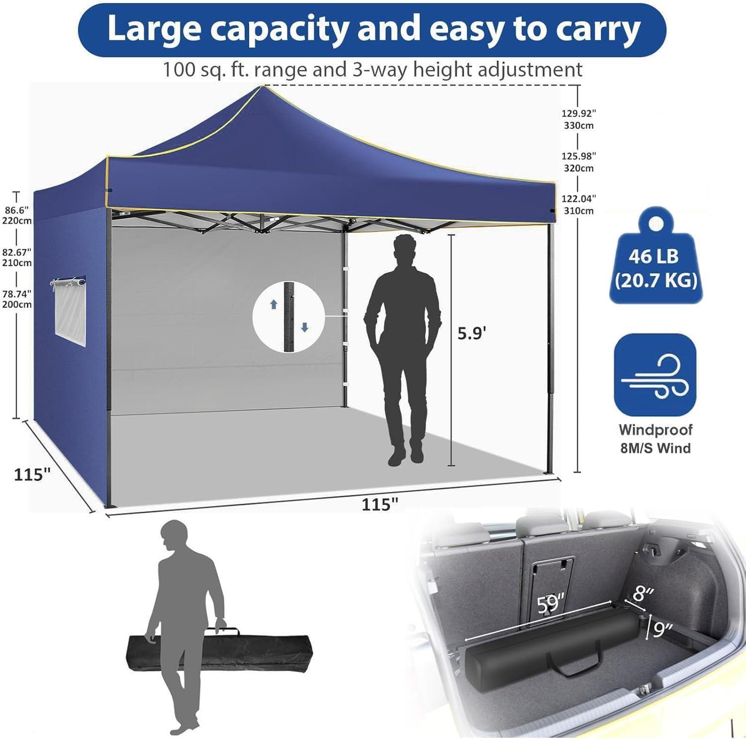 image:imageCOBIZI 10x20 Pop Up Canopy Heavy Duty with 6 Removable Sidewalls Commercial Heavy Duty Pop Up Tent for Parties All Weather Waterproof and UV 50 Wedding Tent with Roller BagFrame UpgradedDeep Blue