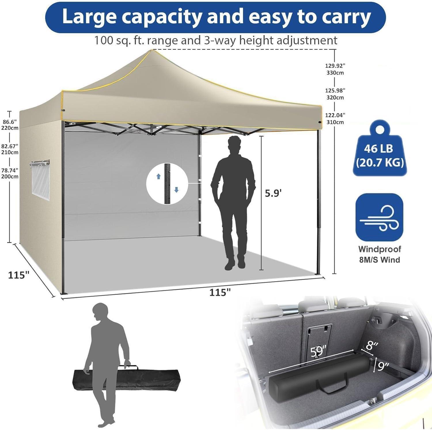 image:imageCOBIZI 10x20 Pop Up Canopy Heavy Duty with 6 Removable Sidewalls Commercial Heavy Duty Pop Up Tent for Parties All Weather Waterproof and UV 50 Wedding Tent with Roller BagFrame UpgradedKhaki