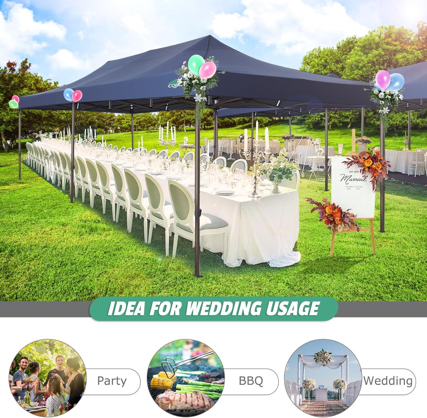 image:imageCOBIZI 10x20 Pop Up Canopy Heavy Duty with 6 Removable Sidewalls Commercial Heavy Duty Pop Up Tent for Parties All Weather Waterproof and UV 50 Wedding Tent with Roller BagFrame UpgradedDeep Blue