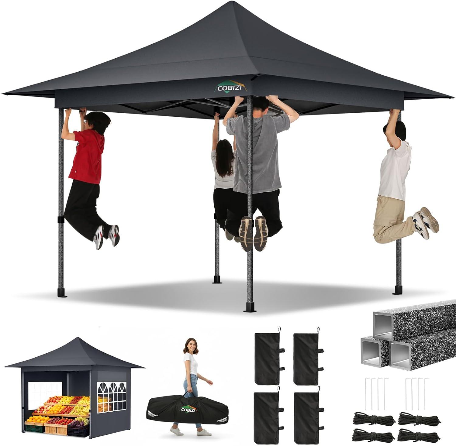 image:imageCOBIZI 10x20 Pop Up Canopy Heavy Duty with 6 Removable Sidewalls Commercial Heavy Duty Pop Up Tent for Parties All Weather Waterproof and UV 50 Wedding Tent with Roller BagFrame UpgradedGray
