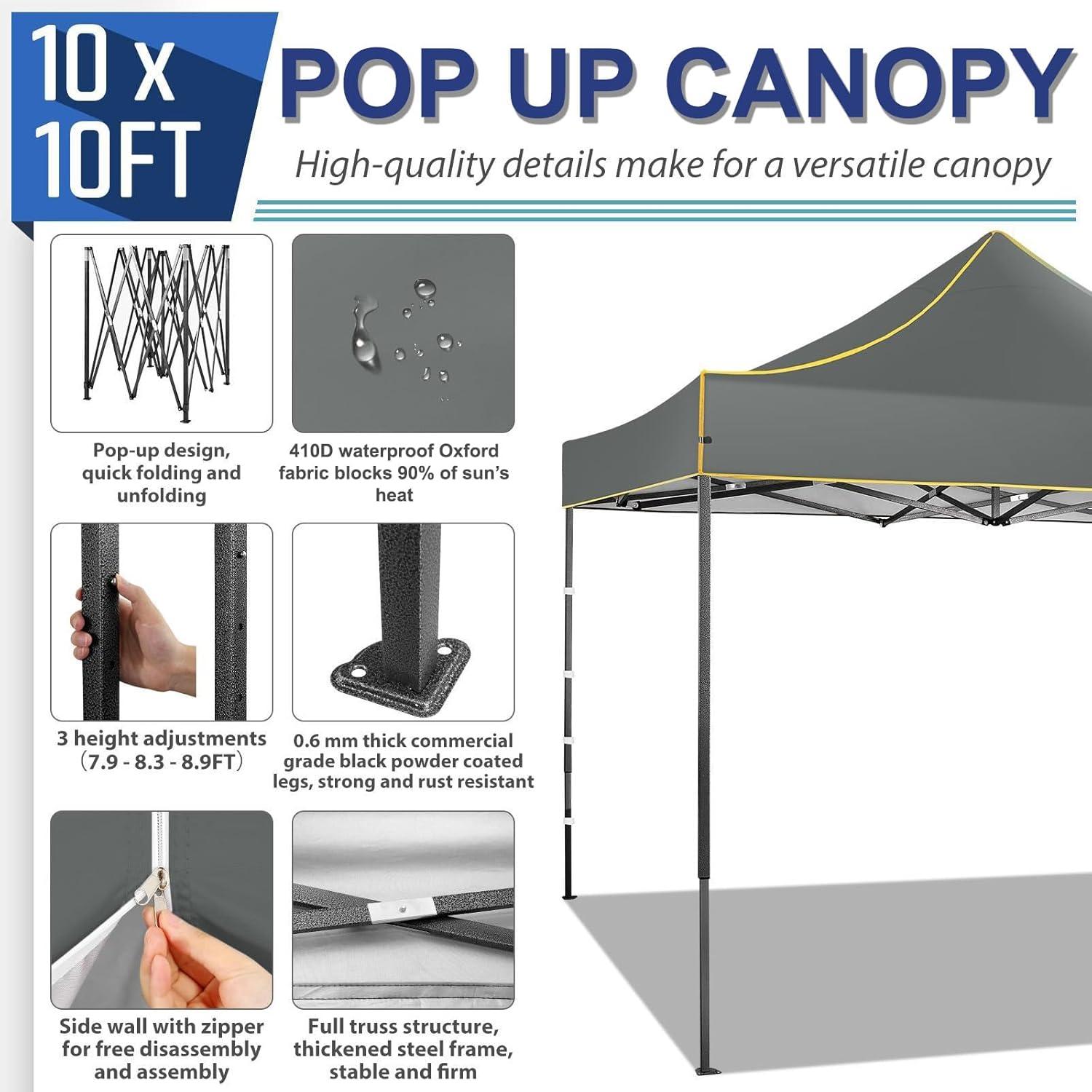 image:imageCOBIZI 10x20 Pop Up Canopy Heavy Duty with 6 Removable Sidewalls Commercial Heavy Duty Pop Up Tent for Parties All Weather Waterproof and UV 50 Wedding Tent with Roller BagFrame UpgradedGray