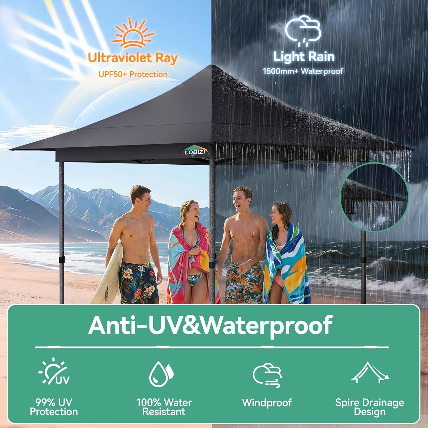 image:imageCOBIZI 10x20 Pop Up Canopy Heavy Duty with 6 Removable Sidewalls Commercial Heavy Duty Pop Up Tent for Parties All Weather Waterproof and UV 50 Wedding Tent with Roller BagFrame UpgradedGray