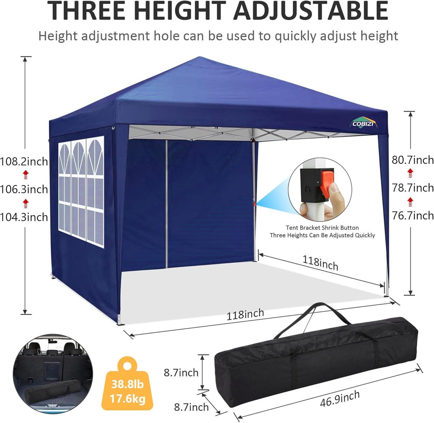 image:imageCOBIZI 10x20 Pop Up Canopy Heavy Duty with 6 Removable Sidewalls Commercial Heavy Duty Pop Up Tent for Parties All Weather Waterproof and UV 50 Wedding Tent with Roller BagFrame UpgradedDeep Blue