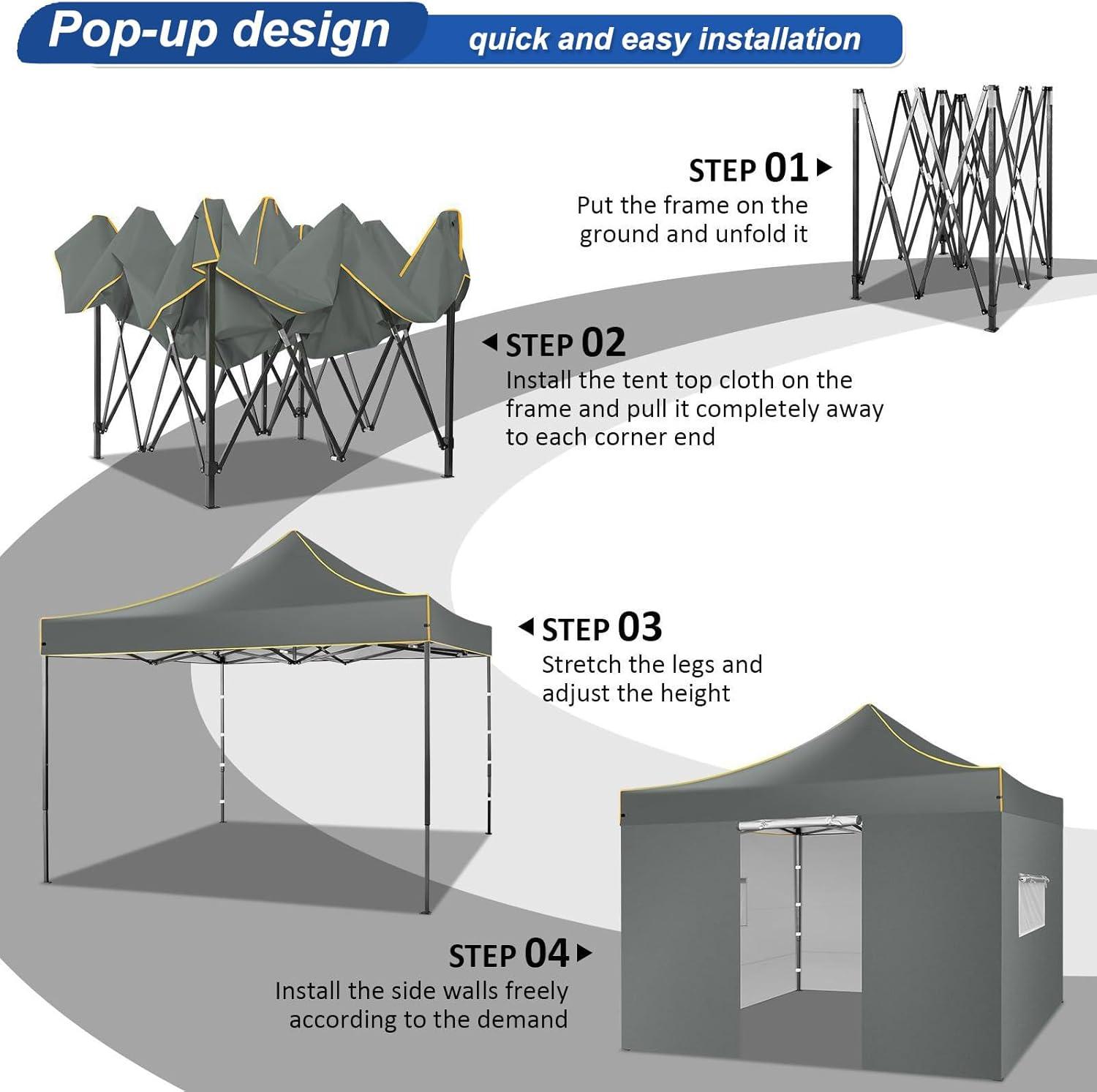 image:imageCOBIZI 10x20 Pop Up Canopy Heavy Duty with 6 Removable Sidewalls Commercial Heavy Duty Pop Up Tent for Parties All Weather Waterproof and UV 50 Wedding Tent with Roller BagFrame UpgradedGray