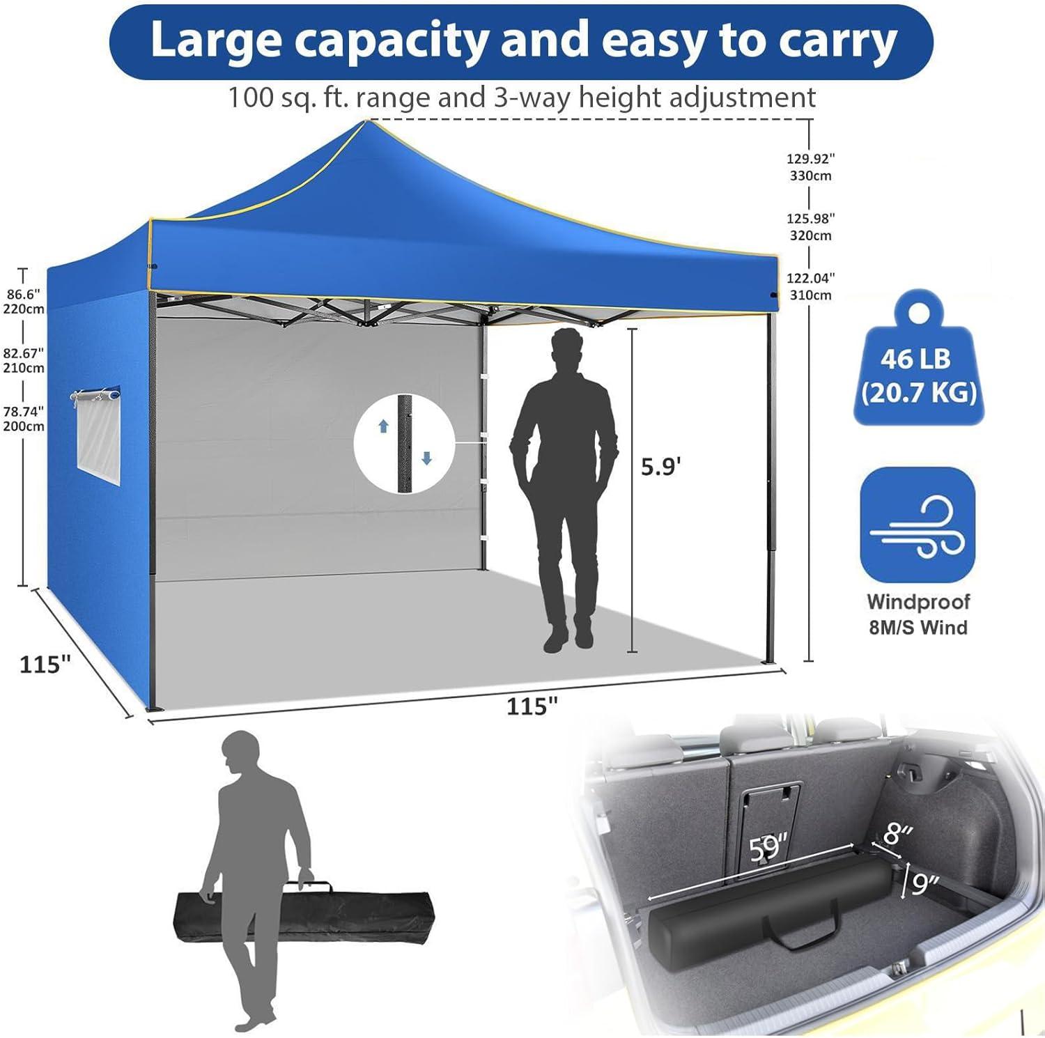 image:imageCOBIZI 10x20 Pop Up Canopy Heavy Duty with 6 Removable Sidewalls Commercial Heavy Duty Pop Up Tent for Parties All Weather Waterproof and UV 50 Wedding Tent with Roller BagFrame UpgradedBlue