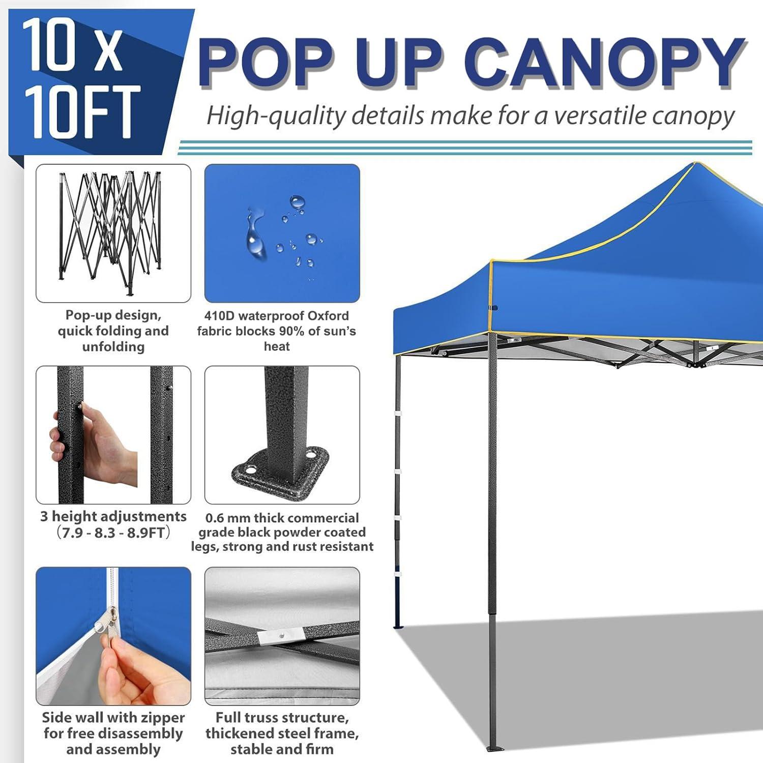 image:imageCOBIZI 10x20 Pop Up Canopy Heavy Duty with 6 Removable Sidewalls Commercial Heavy Duty Pop Up Tent for Parties All Weather Waterproof and UV 50 Wedding Tent with Roller BagFrame UpgradedBlue
