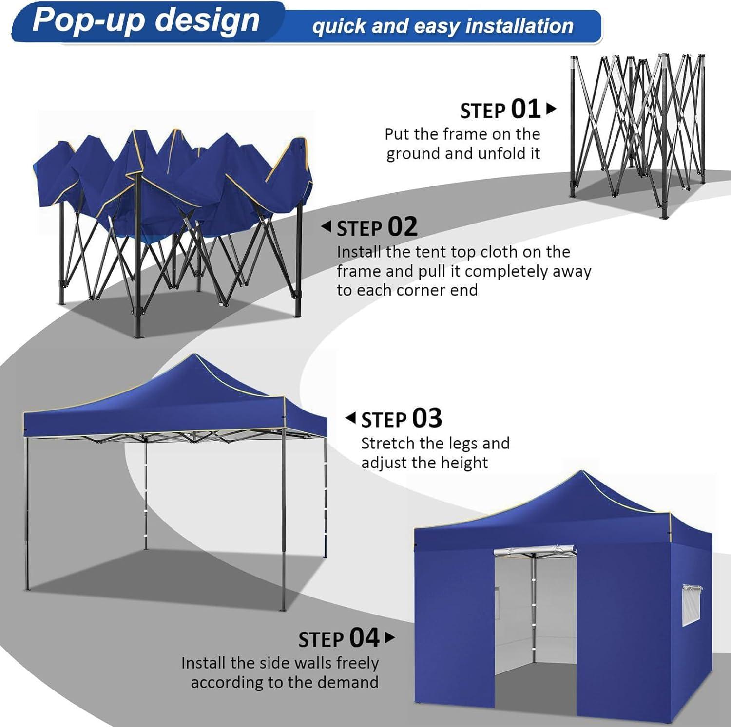 image:imageCOBIZI 10x20 Pop Up Canopy Heavy Duty with 6 Removable Sidewalls Commercial Heavy Duty Pop Up Tent for Parties All Weather Waterproof and UV 50 Wedding Tent with Roller BagFrame UpgradedDeep Blue
