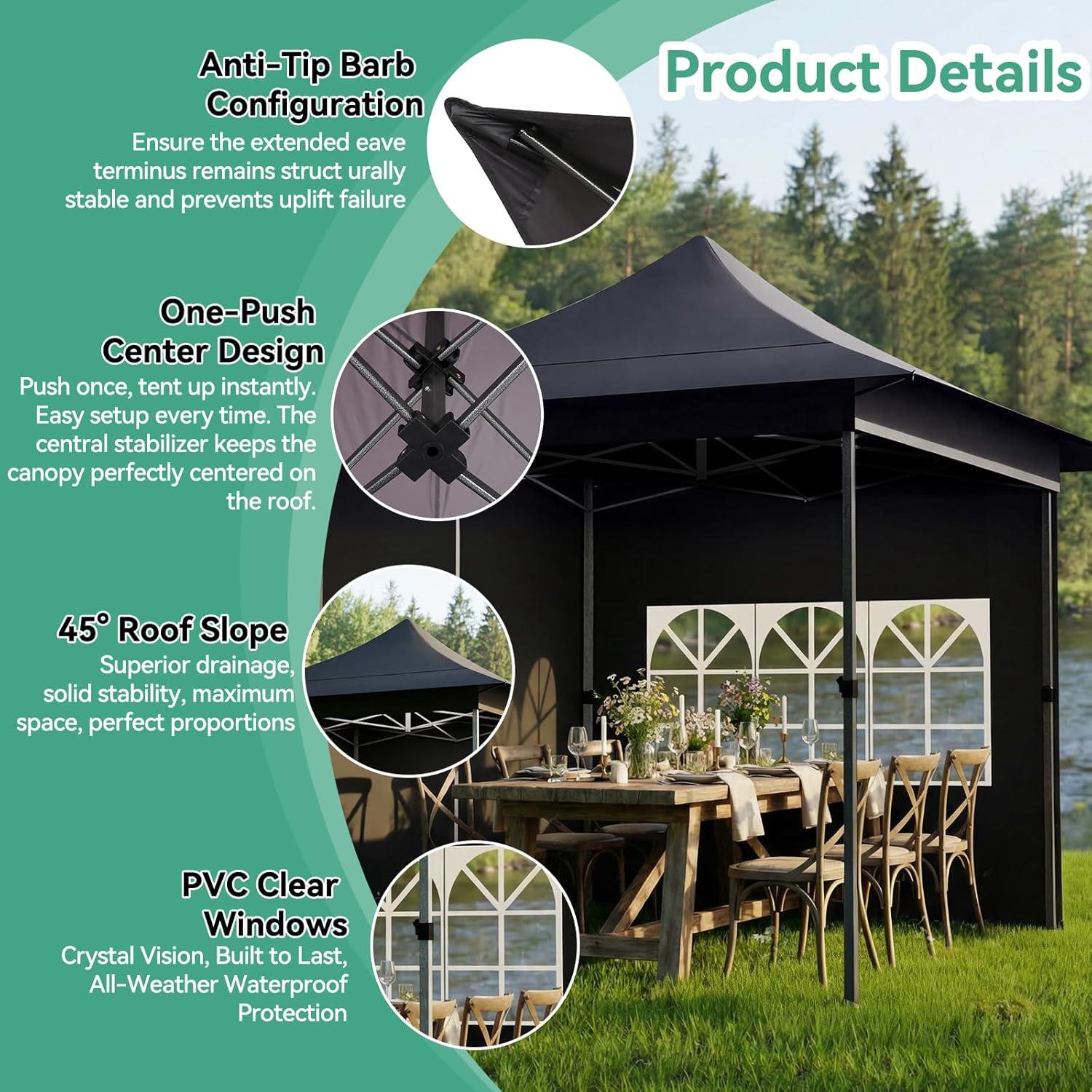 image:imageCOBIZI 10x20 Pop Up Canopy Heavy Duty with 6 Removable Sidewalls Commercial Heavy Duty Pop Up Tent for Parties All Weather Waterproof and UV 50 Wedding Tent with Roller BagFrame UpgradedGray