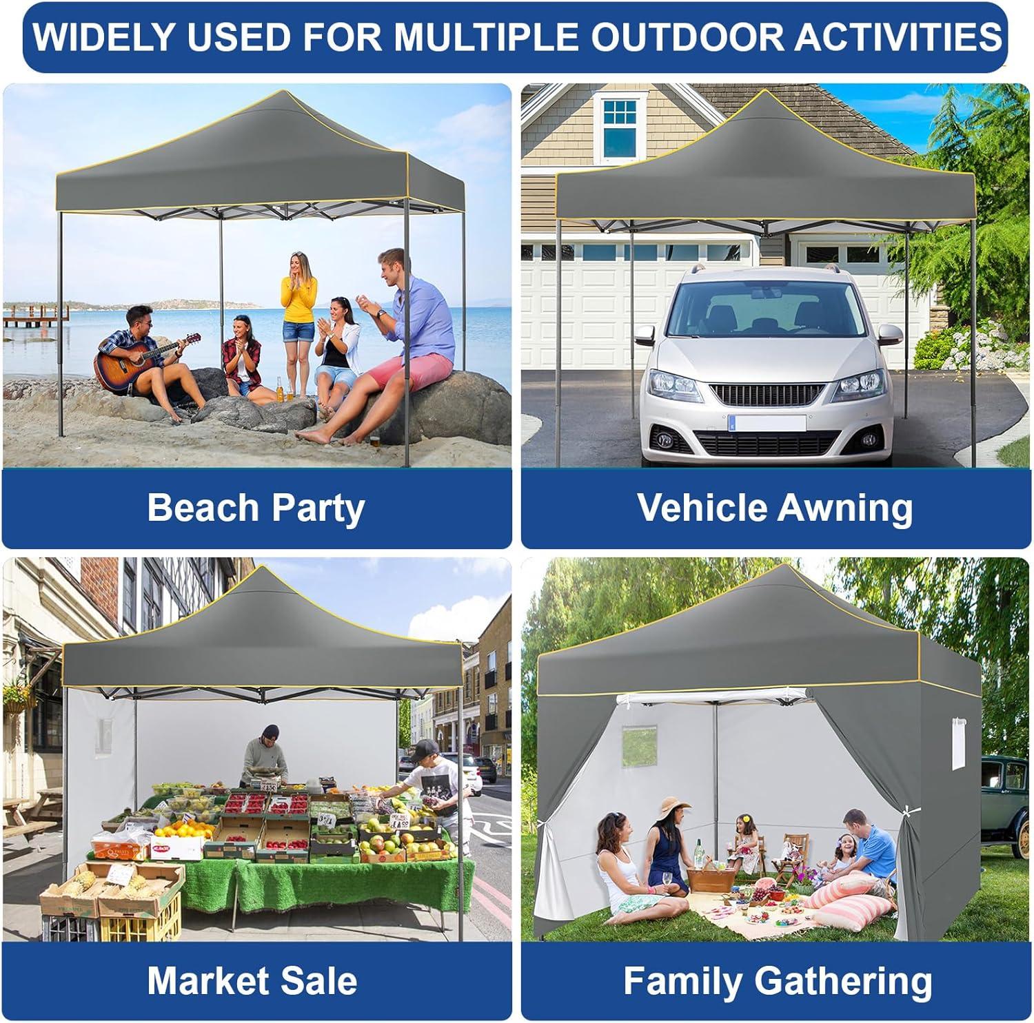 image:imageCOBIZI 10x20 Pop Up Canopy Heavy Duty with 6 Removable Sidewalls Commercial Heavy Duty Pop Up Tent for Parties All Weather Waterproof and UV 50 Wedding Tent with Roller BagFrame UpgradedGray
