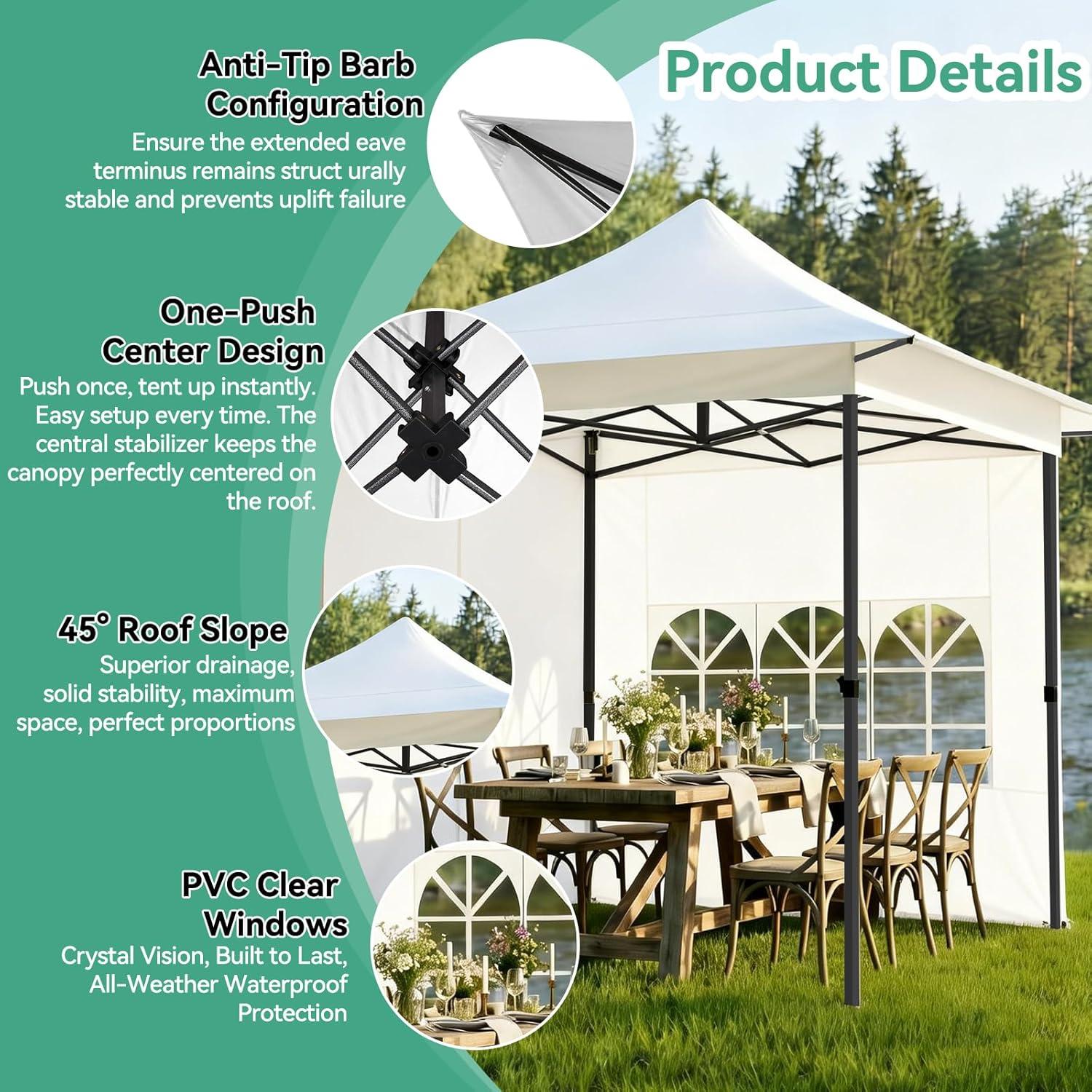 image:imageCOBIZI 10x20 Pop Up Canopy Heavy Duty with 6 Removable Sidewalls Commercial Heavy Duty Pop Up Tent for Parties All Weather Waterproof and UV 50 Wedding Tent with Roller BagFrame UpgradedWhite
