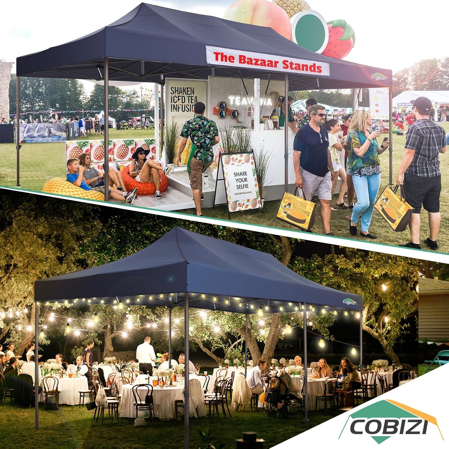 image:imageCOBIZI 10x20 Pop Up Canopy Heavy Duty with 6 Removable Sidewalls Commercial Heavy Duty Pop Up Tent for Parties All Weather Waterproof and UV 50 Wedding Tent with Roller BagFrame UpgradedDeep Blue