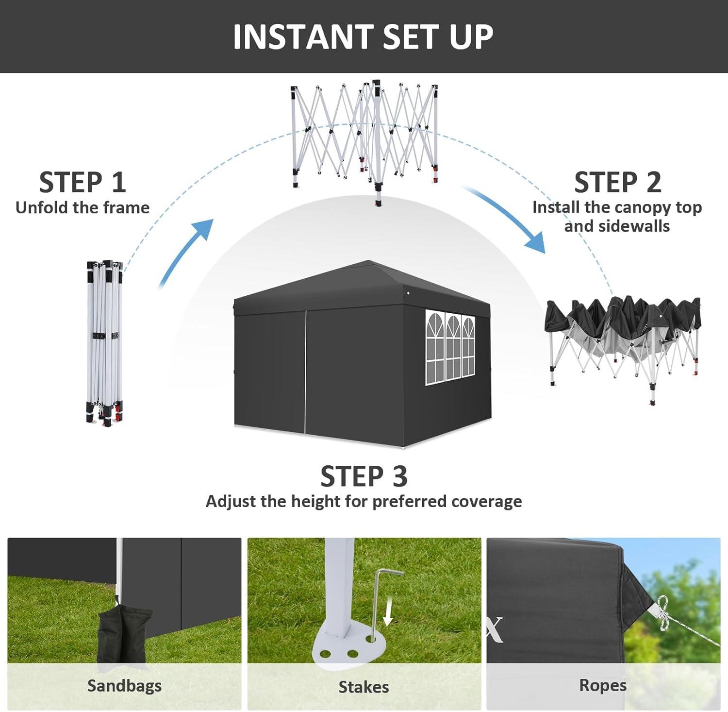 image:imageCOBIZI 10x20 Pop Up Canopy Heavy Duty with 6 Removable Sidewalls Commercial Heavy Duty Pop Up Tent for Parties All Weather Waterproof and UV 50 Wedding Tent with Roller BagFrame UpgradedMerlot Red