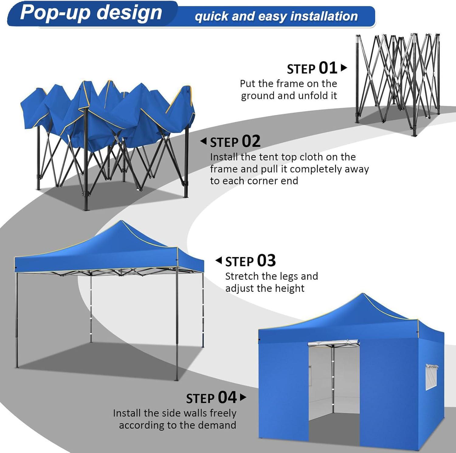 image:imageCOBIZI 10x20 Pop Up Canopy Heavy Duty with 6 Removable Sidewalls Commercial Heavy Duty Pop Up Tent for Parties All Weather Waterproof and UV 50 Wedding Tent with Roller BagFrame UpgradedBlue